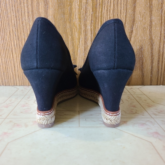 EUC ✨️ Tory Burch Jackie Bow Espadrille Peep-toe Wedges Size 6.5 - Picture 8 of 11